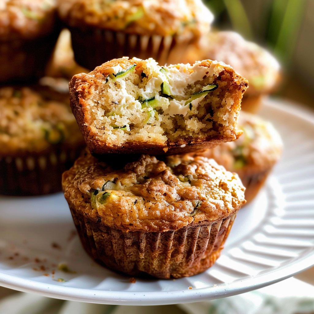 Recipe preparation for Cream Cheese Zucchini Muffins