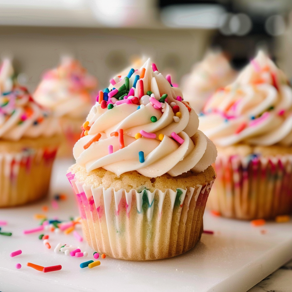 Recipe preparation for Confetti Sprinkle Cupcakes