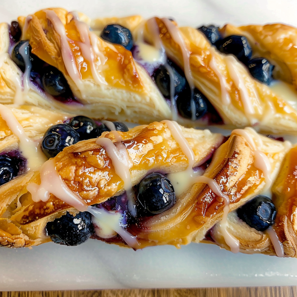 Recipe preparation for Blueberry Cream Cheese Pastry Braid