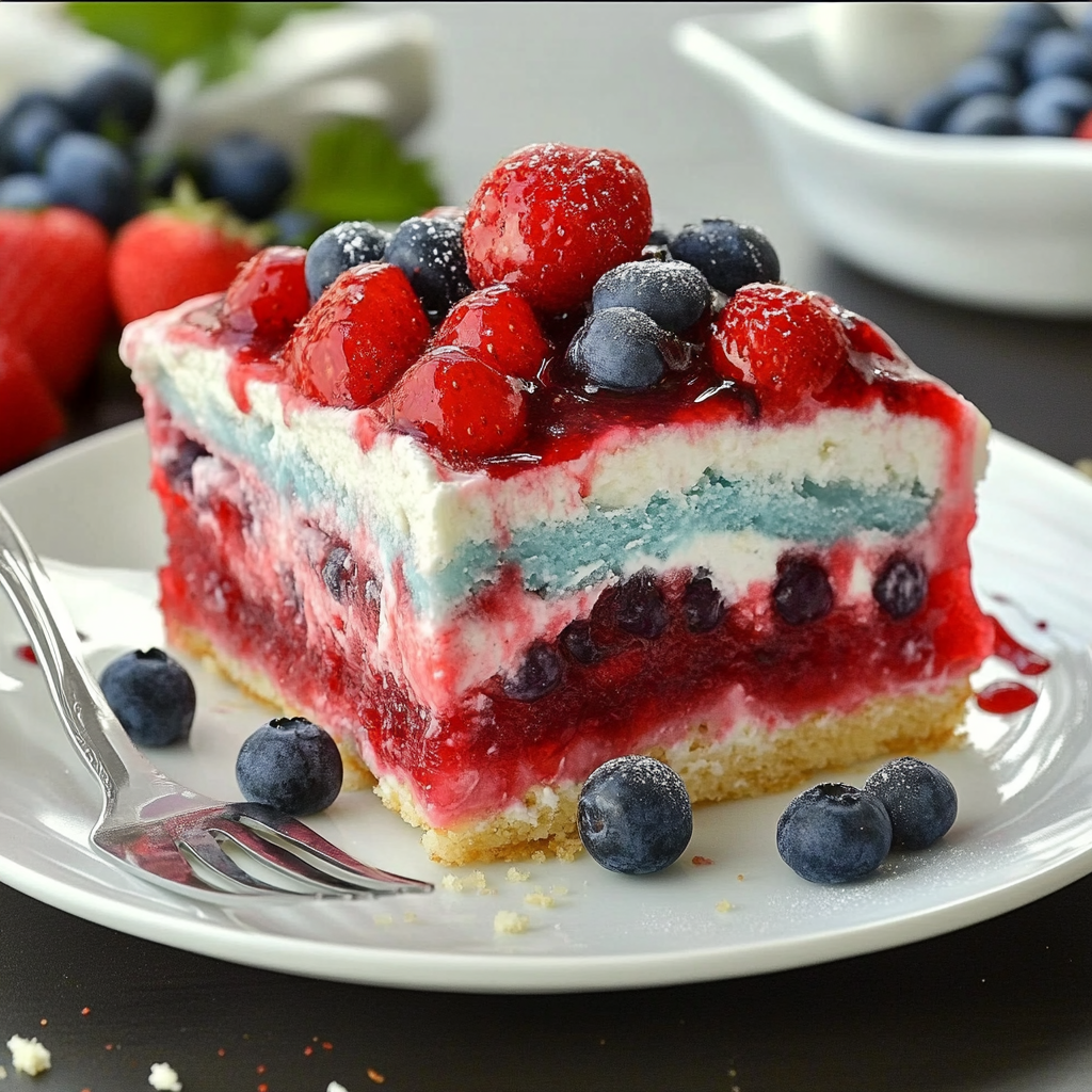 Recipe preparation for Summer Berry Jello Lasagna