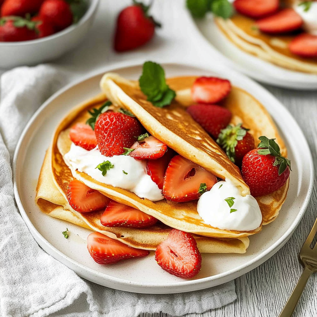 Recipe preparation for Strawberry Crepes