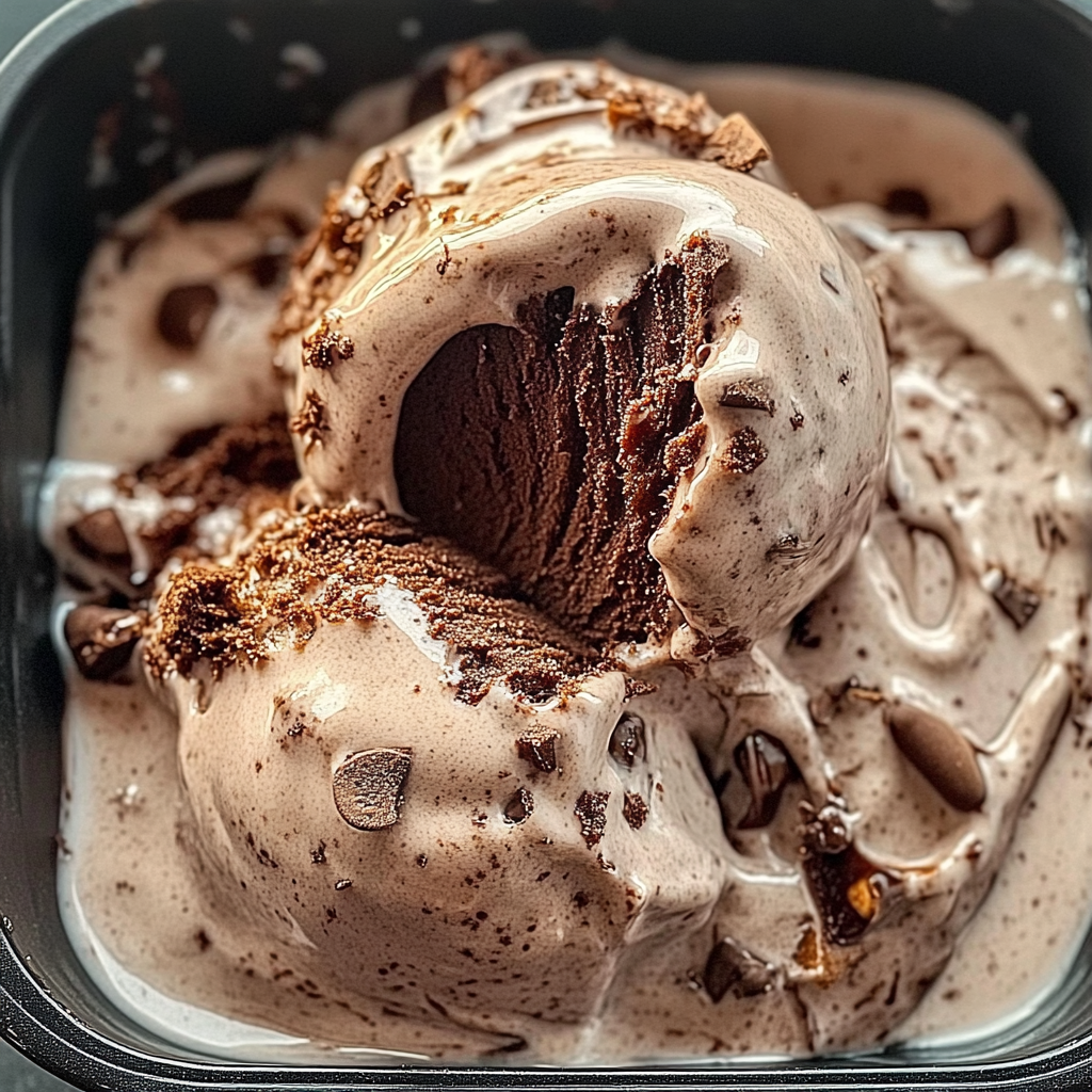 Recipe preparation for Easy Brownie Batter Ice Cream Recipe