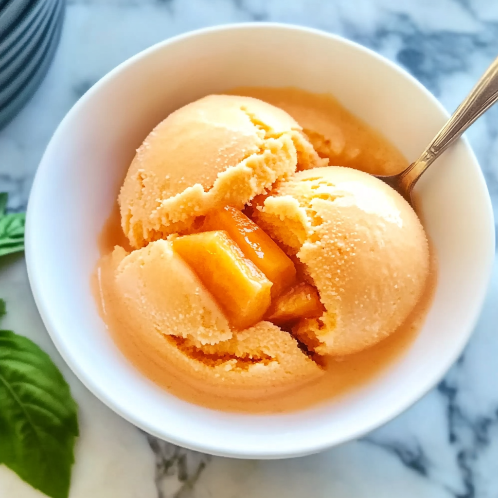 Recipe preparation for Easy 4-Ingredient Peach Sorbet Recipe