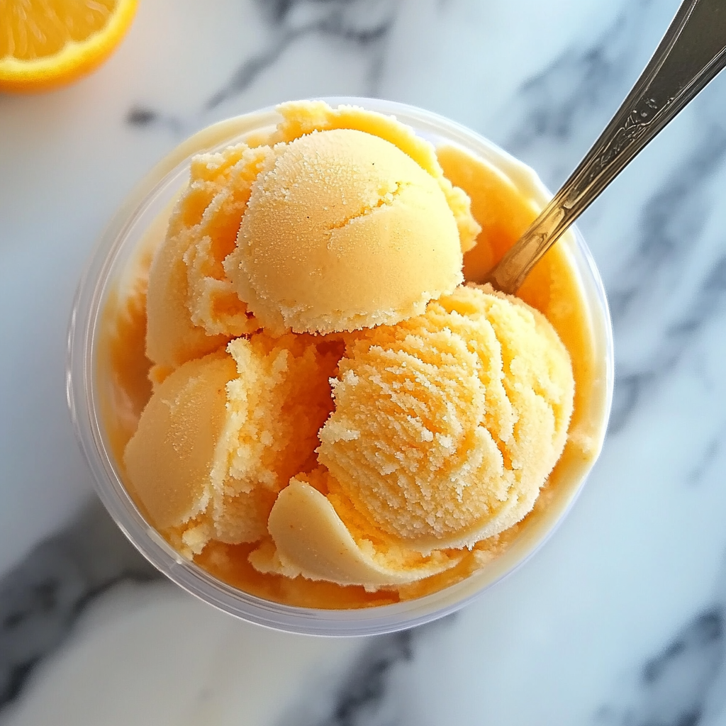 Recipe preparation for Alton Brown’s Easy Orange Sherbet