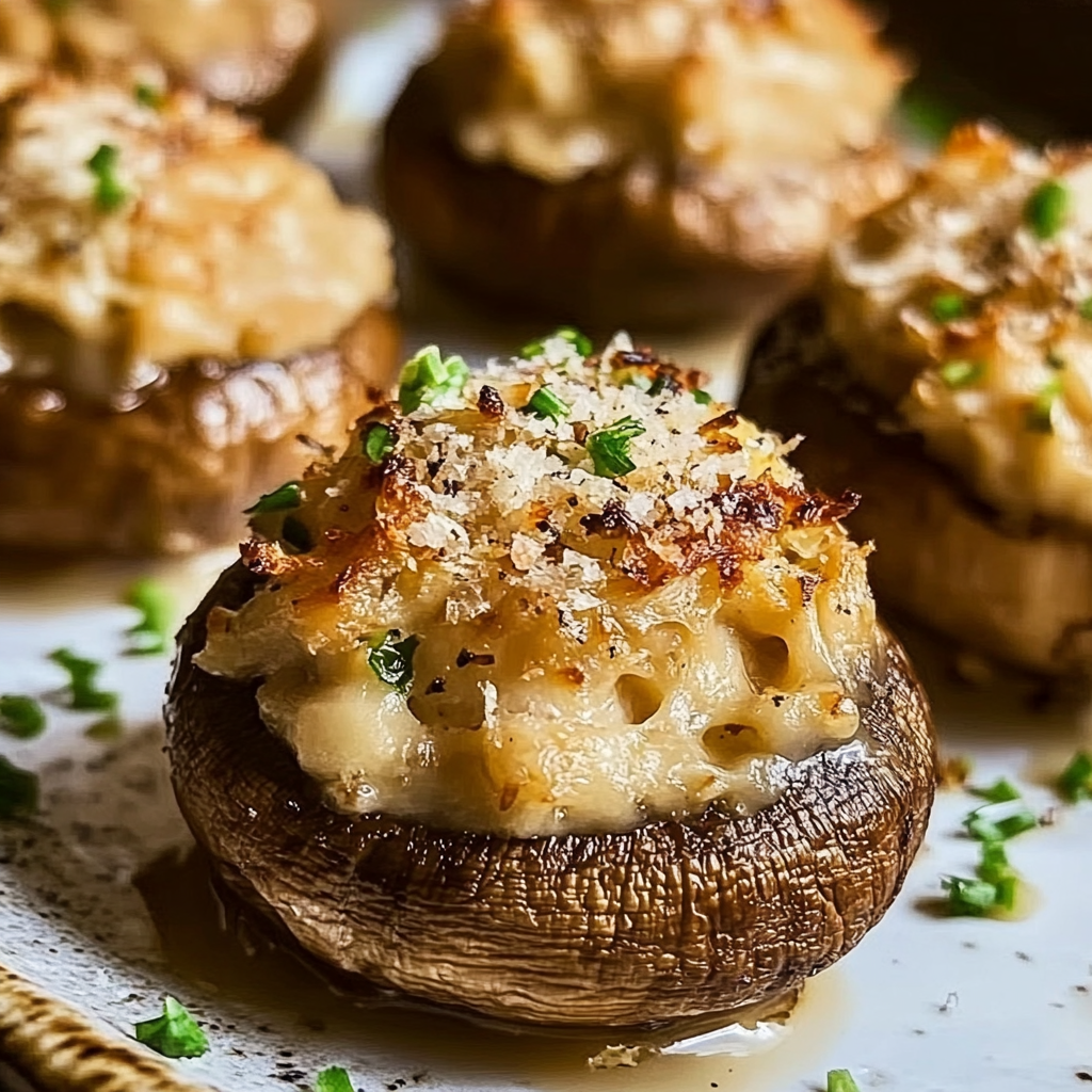 Recipe preparation for Crab-Stuffed Mushrooms