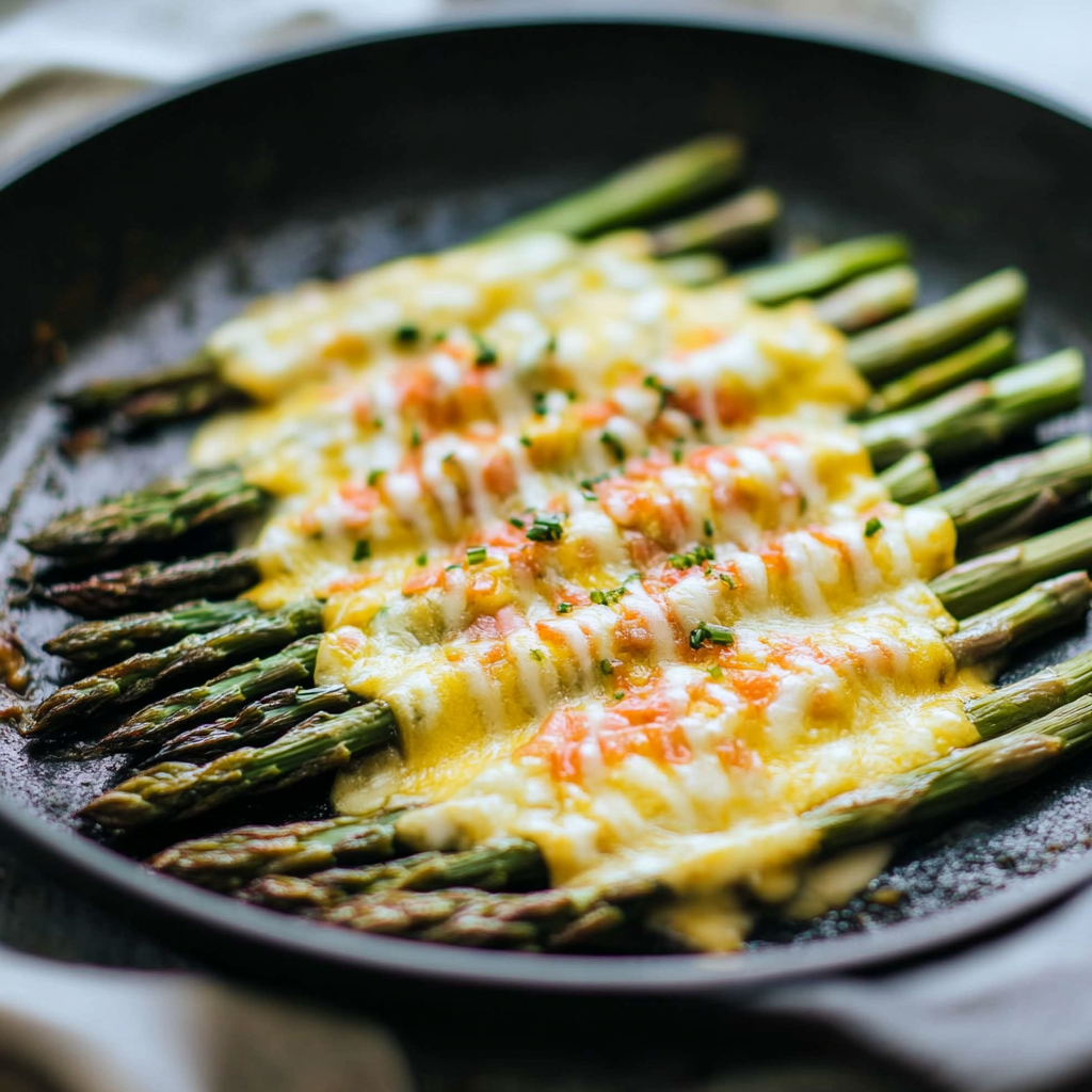 Recipe preparation for Cheesy Baked Asparagus