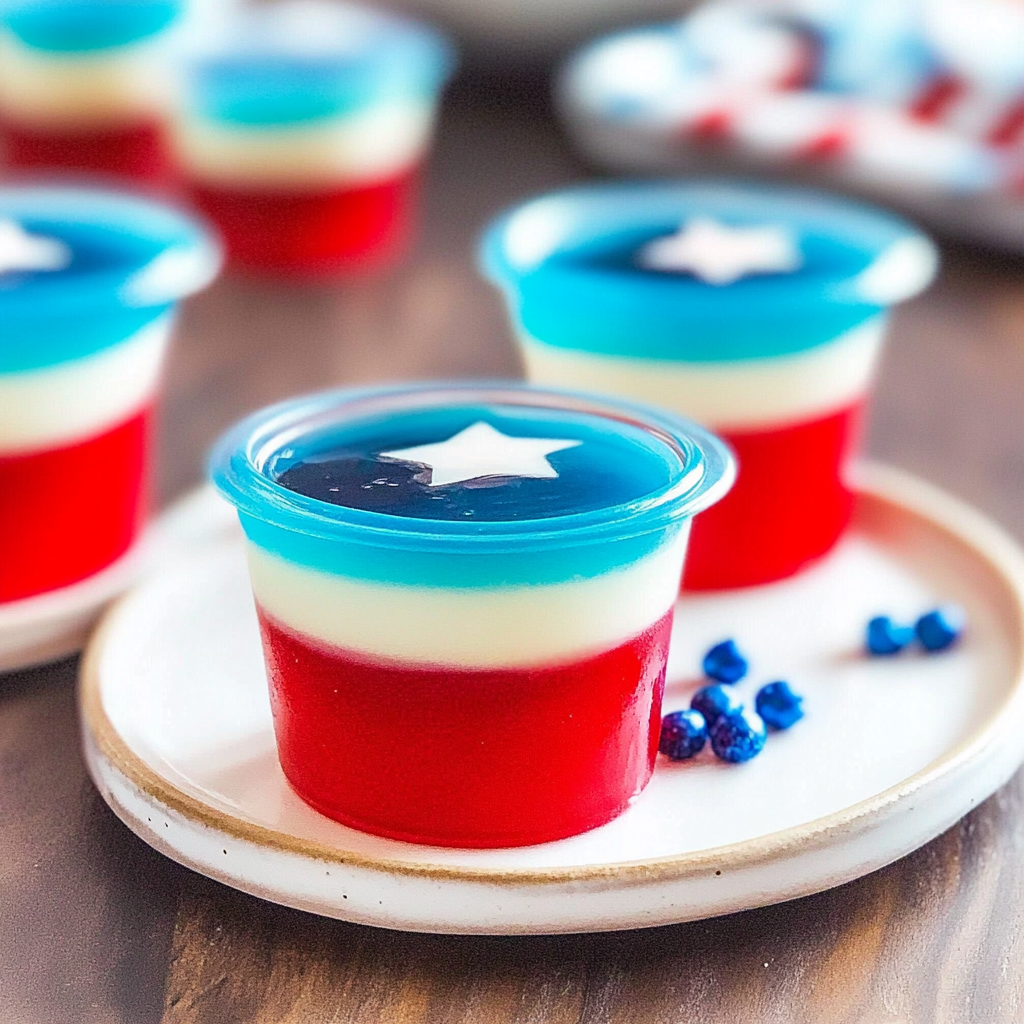 Recipe preparation for Red White & Blue Jello Shots