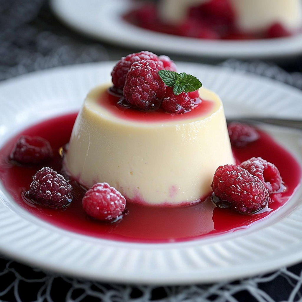 Recipe preparation for White Chocolate and Rasberry Panna Cotta