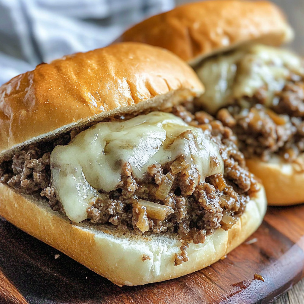 Recipe preparation for Slow Cooker Ground Beef French Dip Sandwiches
