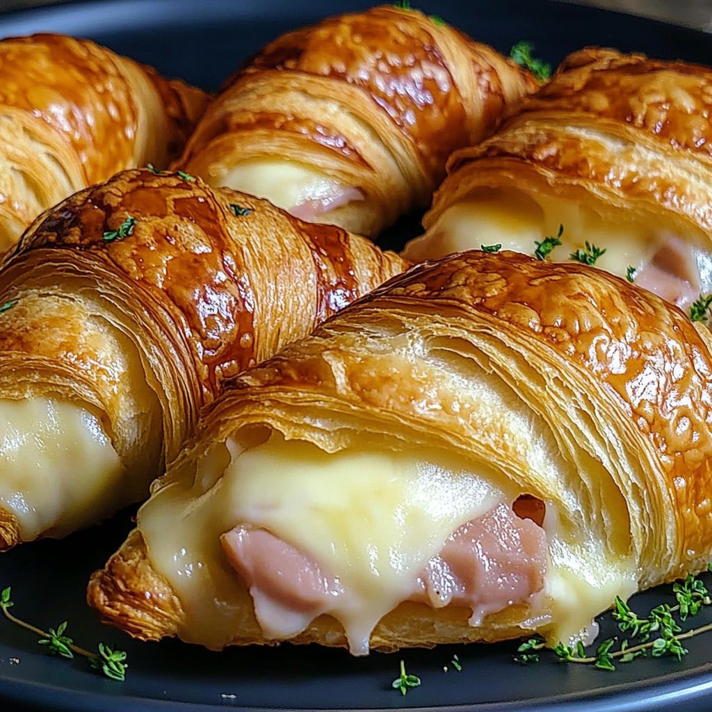Recipe preparation for Air Fryer Ham Cheese Croissants