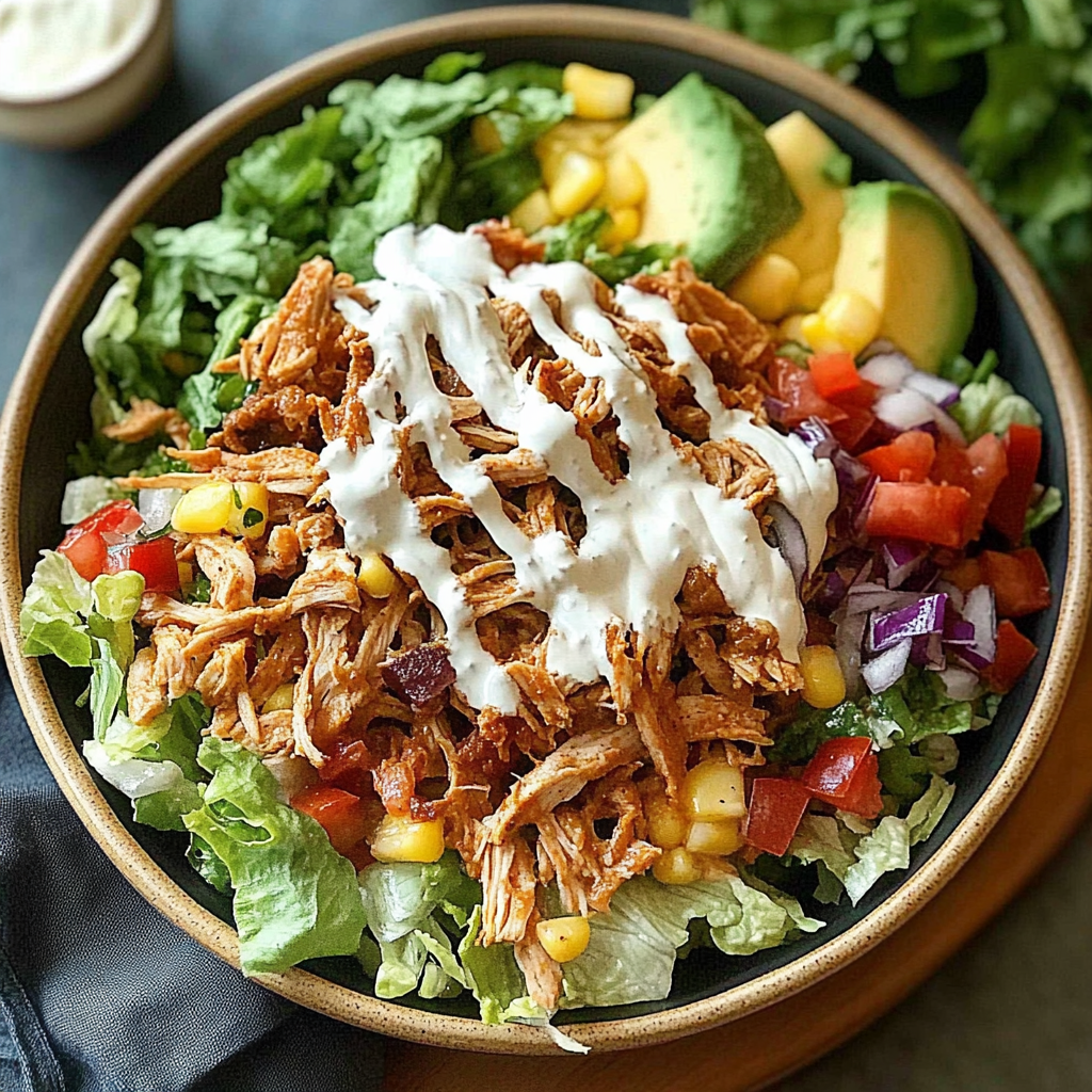 Recipe preparation for Shredded Chicken Taco Salad