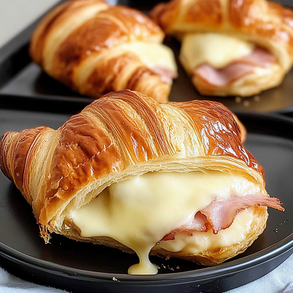 Recipe preparation for Turkey Ham Croissant Melts