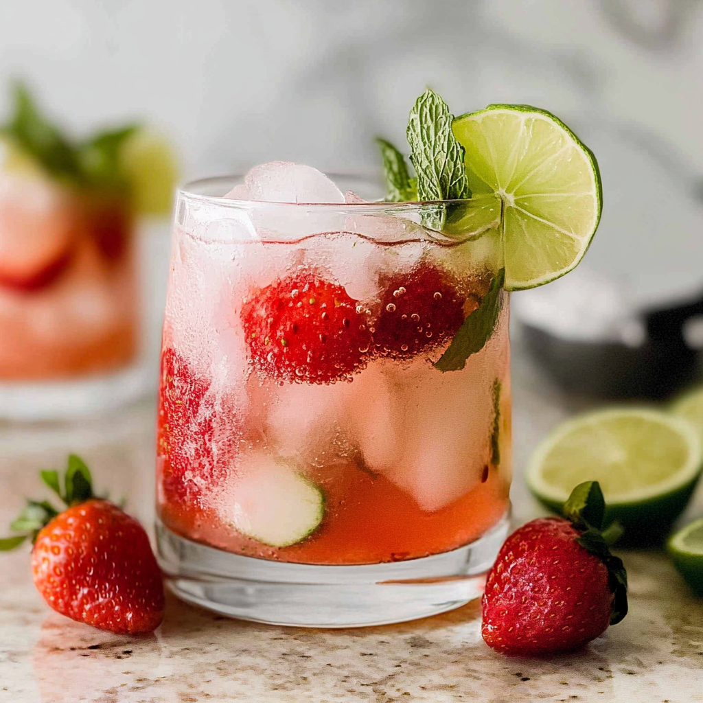 Recipe preparation for Strawberry Mojito