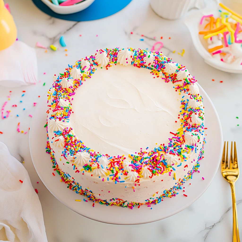 Recipe preparation for Funfetti Ice Cream Cake