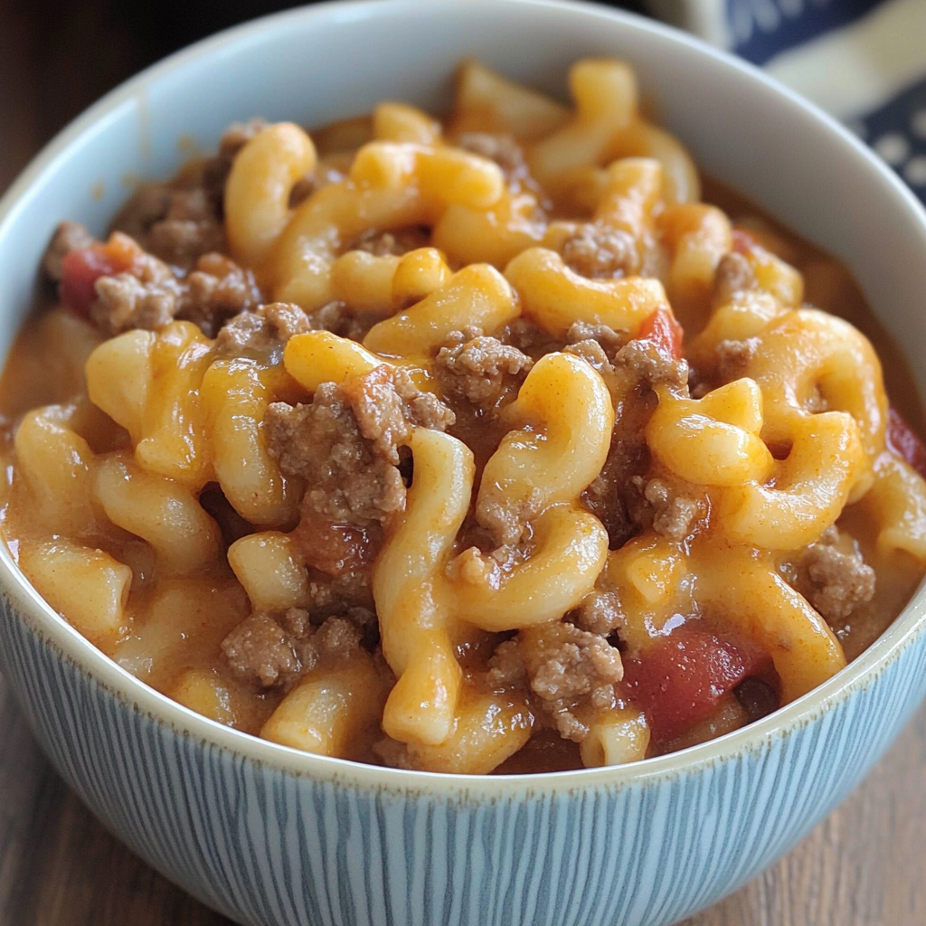 Recipe preparation for Crock Pot Cheddar Chili Mac