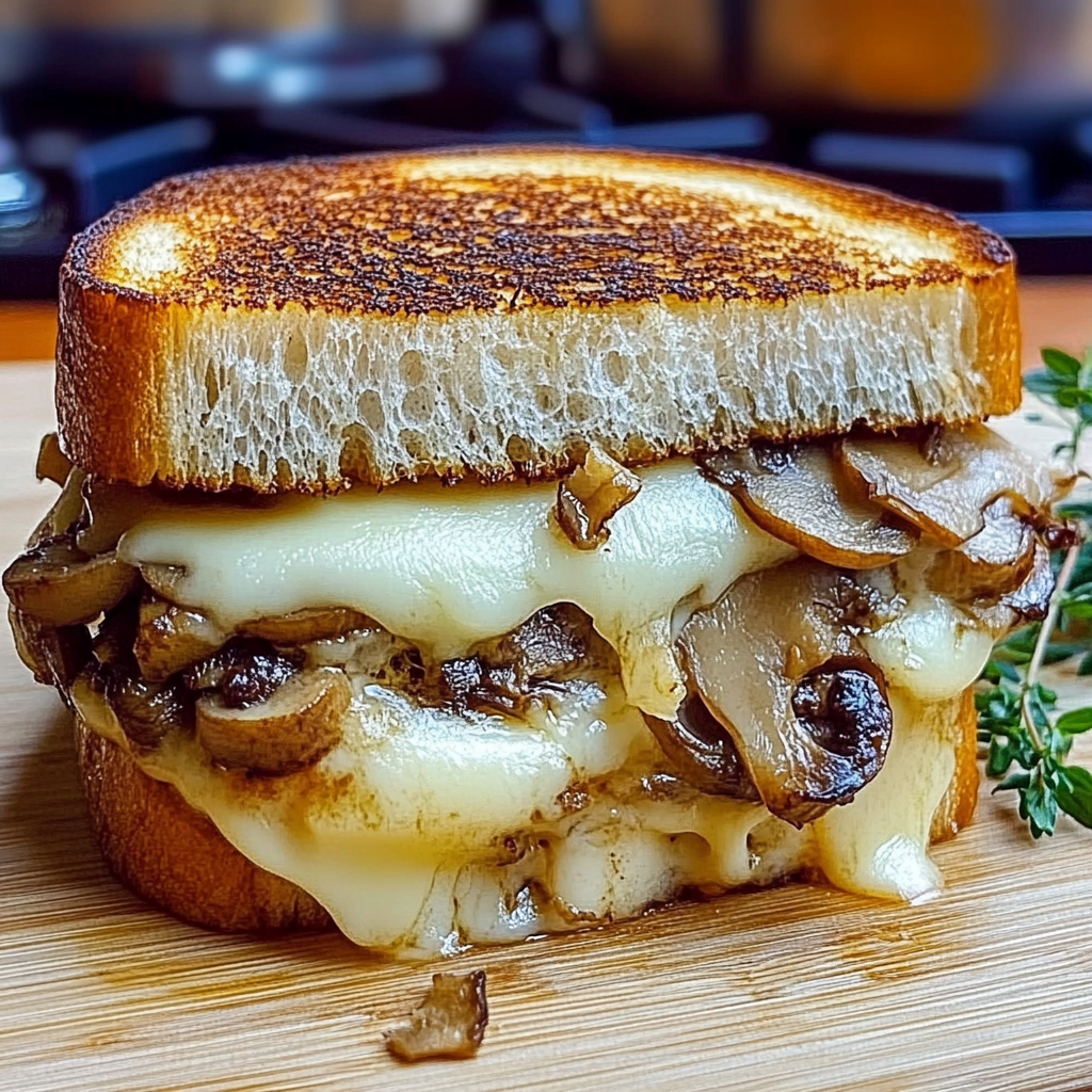 Recipe preparation for Mushroom Grilled Cheese Sandwich