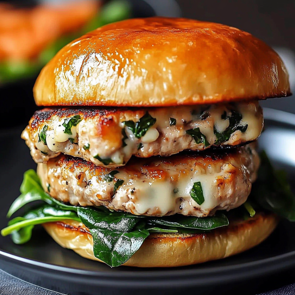 Recipe preparation for White Cheddar Spinach Chicken Burgers