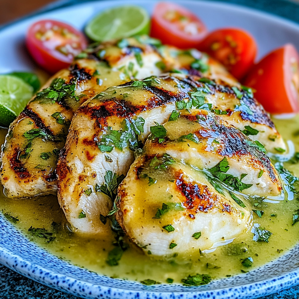 Recipe preparation for Grilled Salsa Verde Pepper Jack Chicken