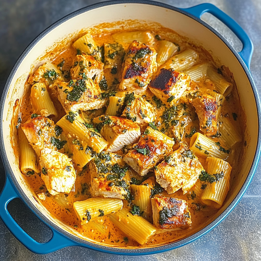 Recipe preparation for Easy Creamy Tuscan Chicken Pasta
