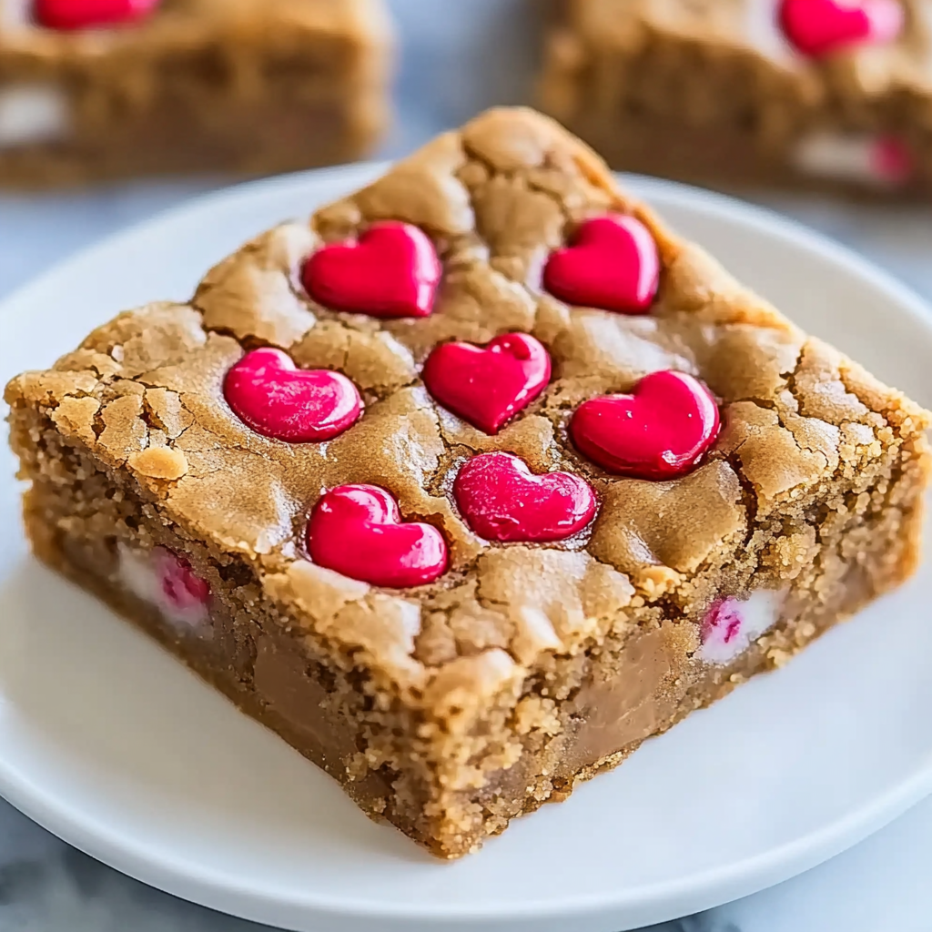 Recipe preparation for Valentine Peanut Butter Blondies