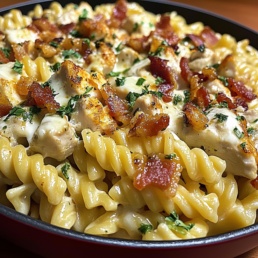 Recipe preparation for Chicken Bacon Ranch Pasta