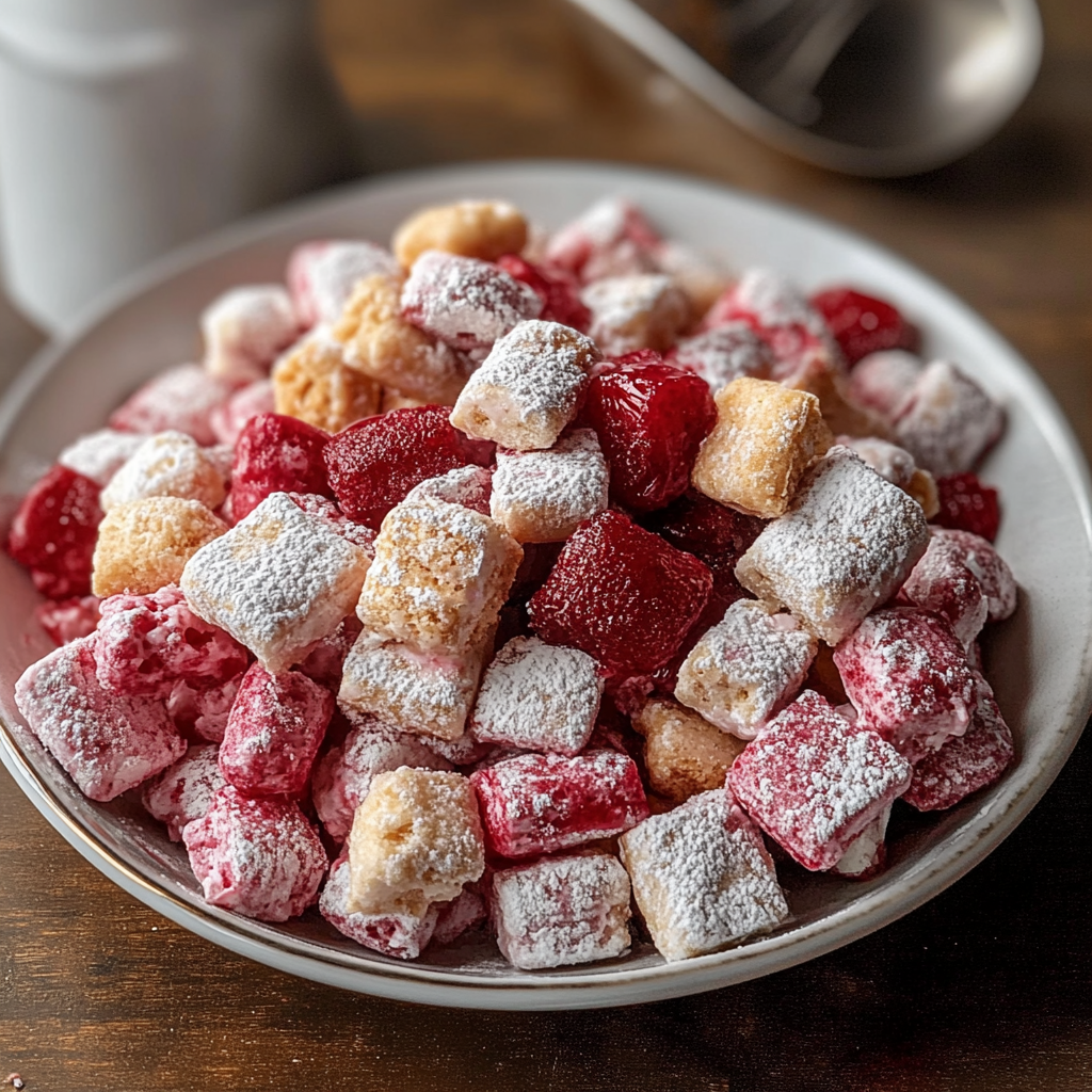 Recipe preparation for Cherry Cheesecake Puppy Chow