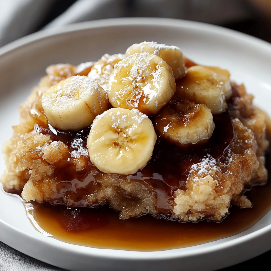 Recipe preparation for Bananas Foster Cobbler