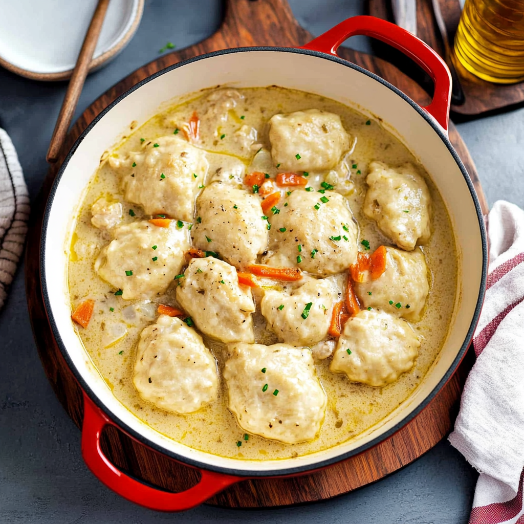 Recipe preparation for Homemade Chicken and Dumplings Recipe