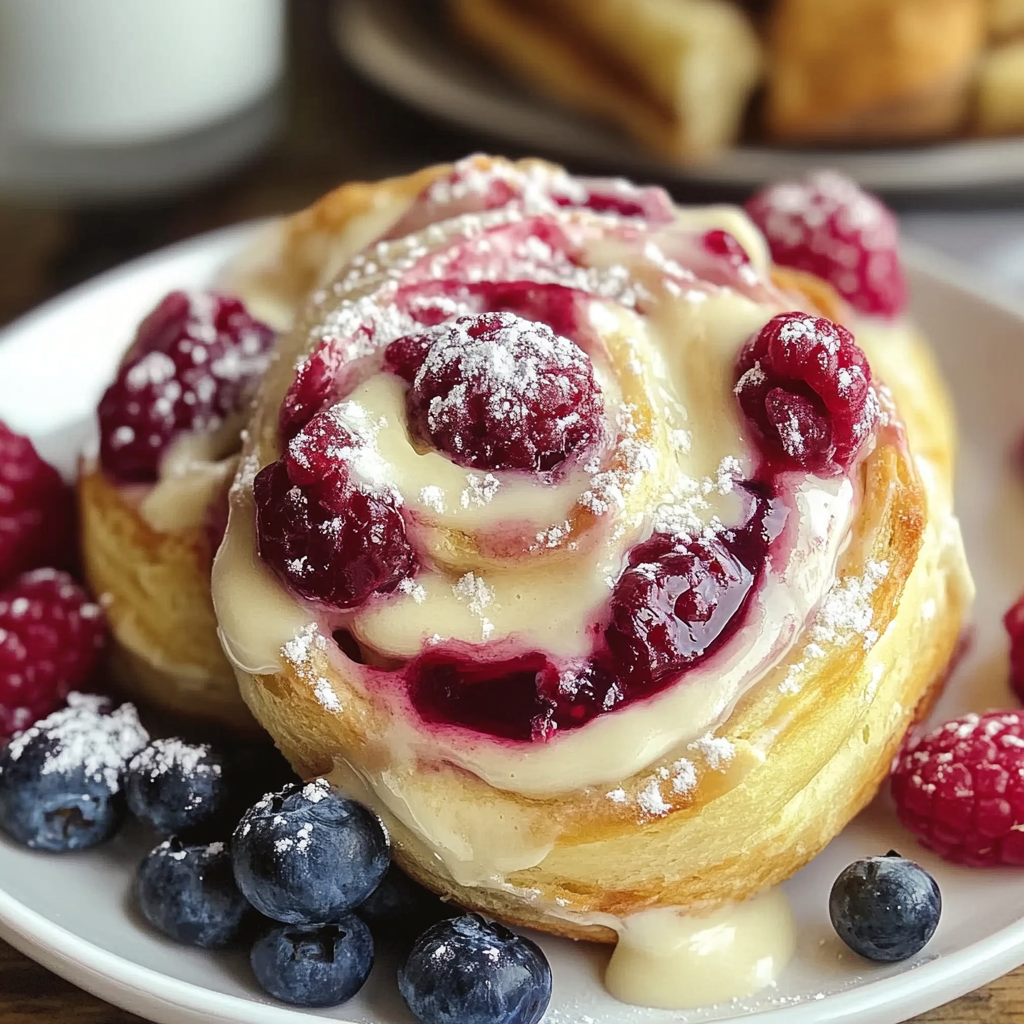 Recipe preparation for White Chocolate Raspberry Rolls