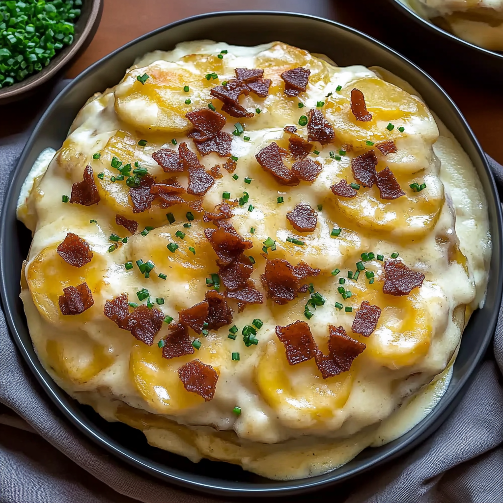 Recipe preparation for Loaded Scalloped Potatoes