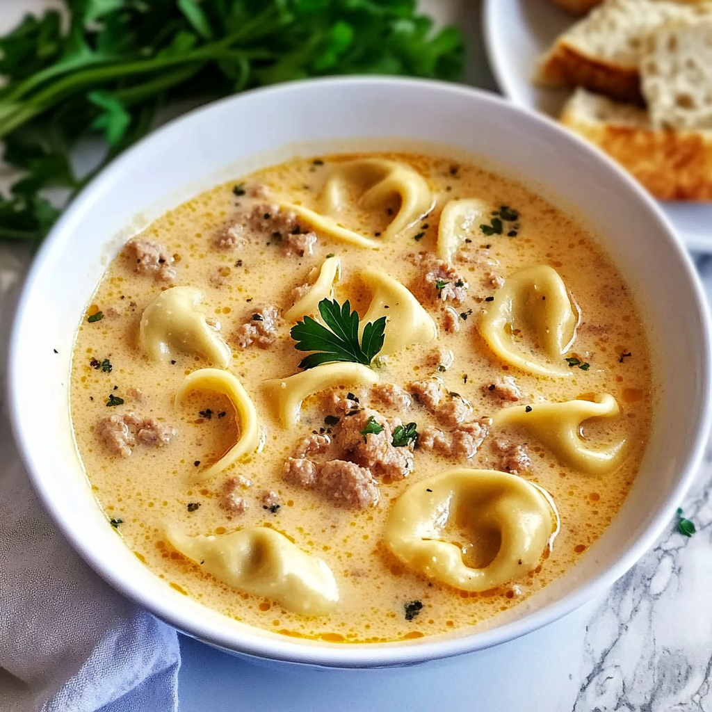 Recipe preparation for Creamy Tortellini Soup