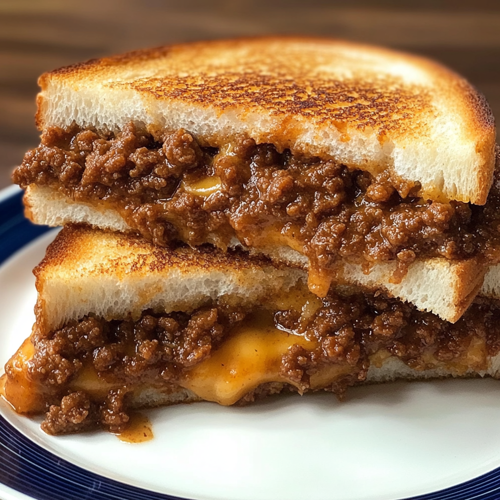 Recipe preparation for Sloppy Joe Grilled Cheese