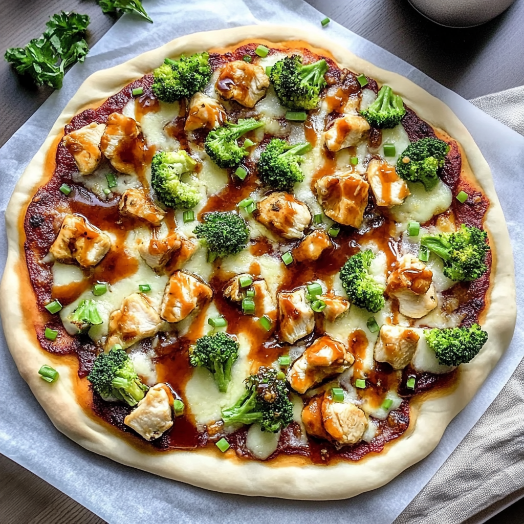 Recipe preparation for Teriyaki Chicken Pizza