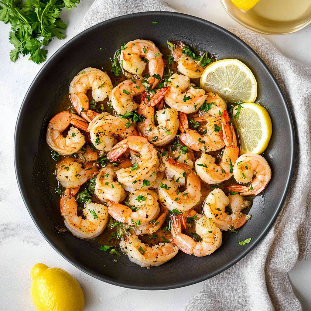 Recipe preparation for Lemon Garlic Shrimp