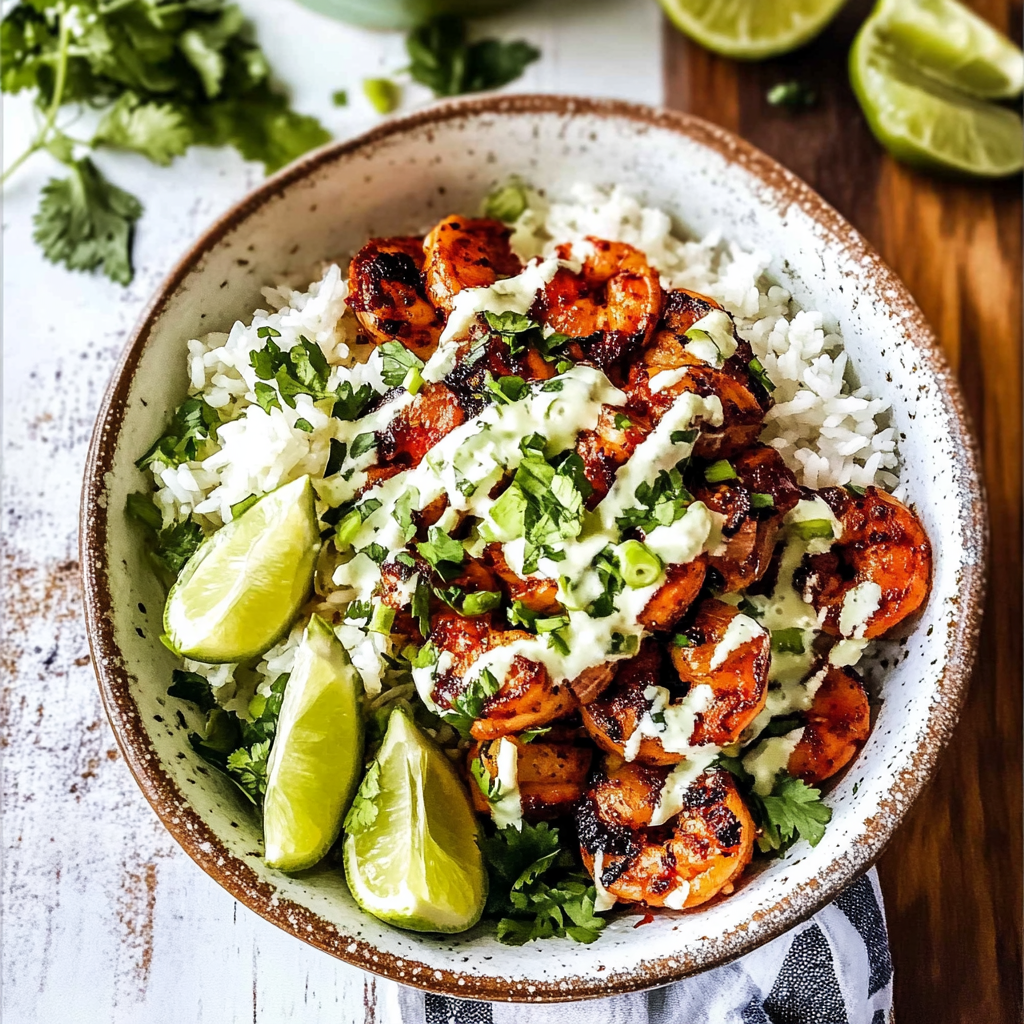 Recipe preparation for Chipotle Lime Shrimp Bowls Recipe