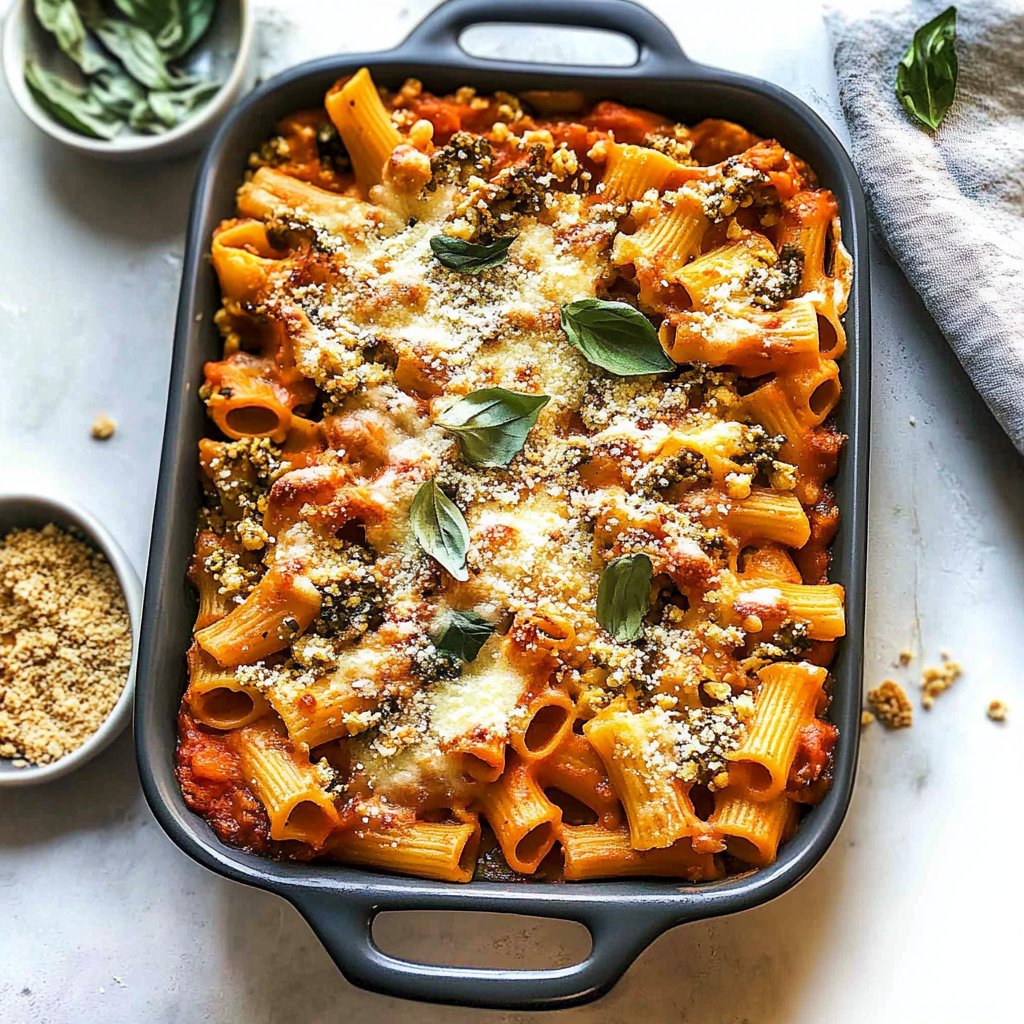 Recipe preparation for Pasta Bake with Pumpkin Tomato Sauce
