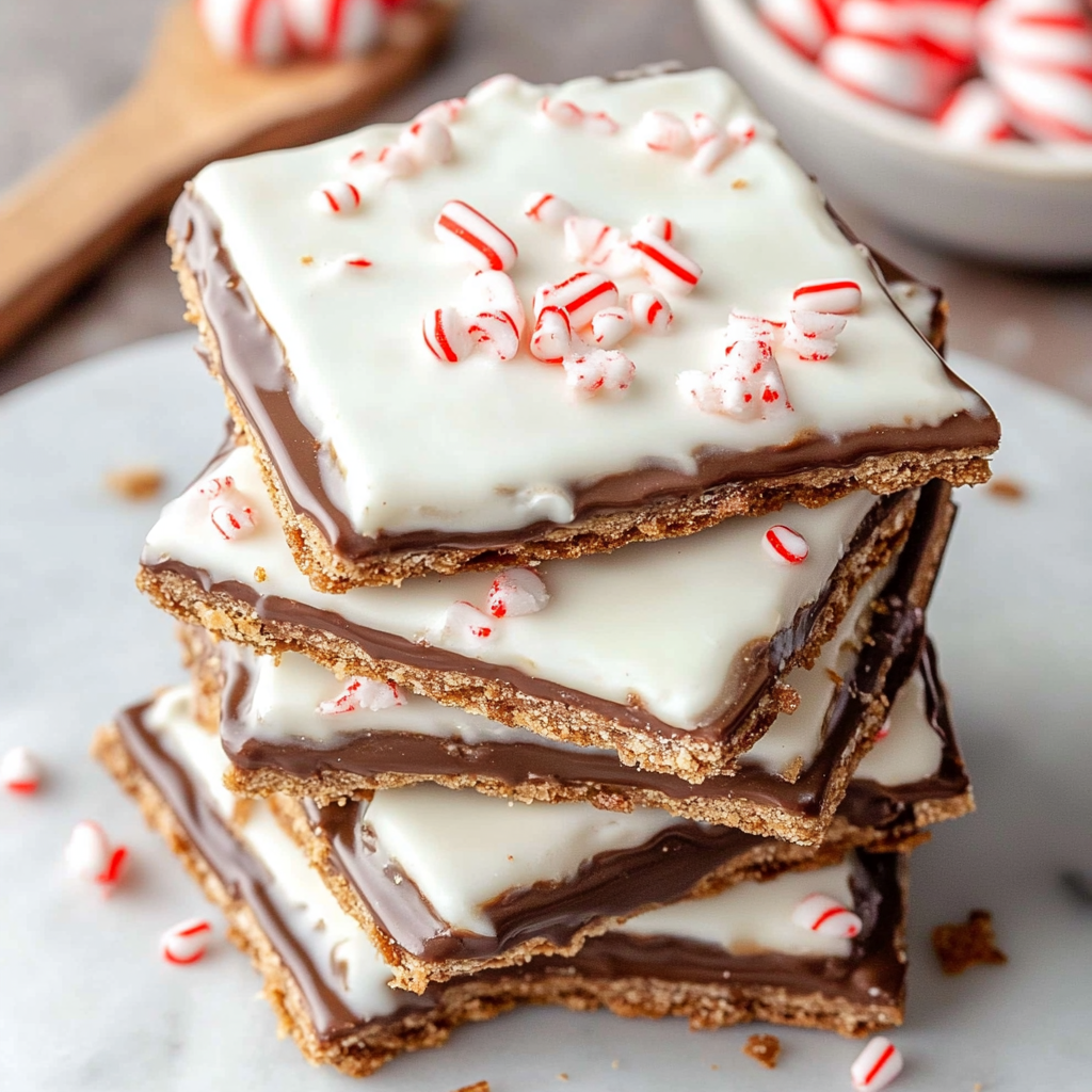 Recipe preparation for Peppermint Bark Graham Crackers