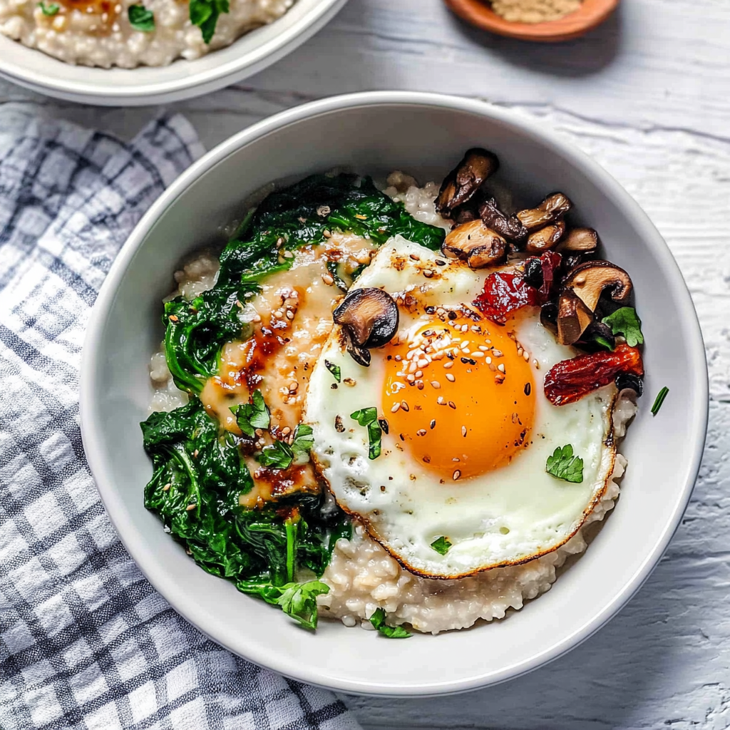 Recipe preparation for Savory Oatmeal with Egg
