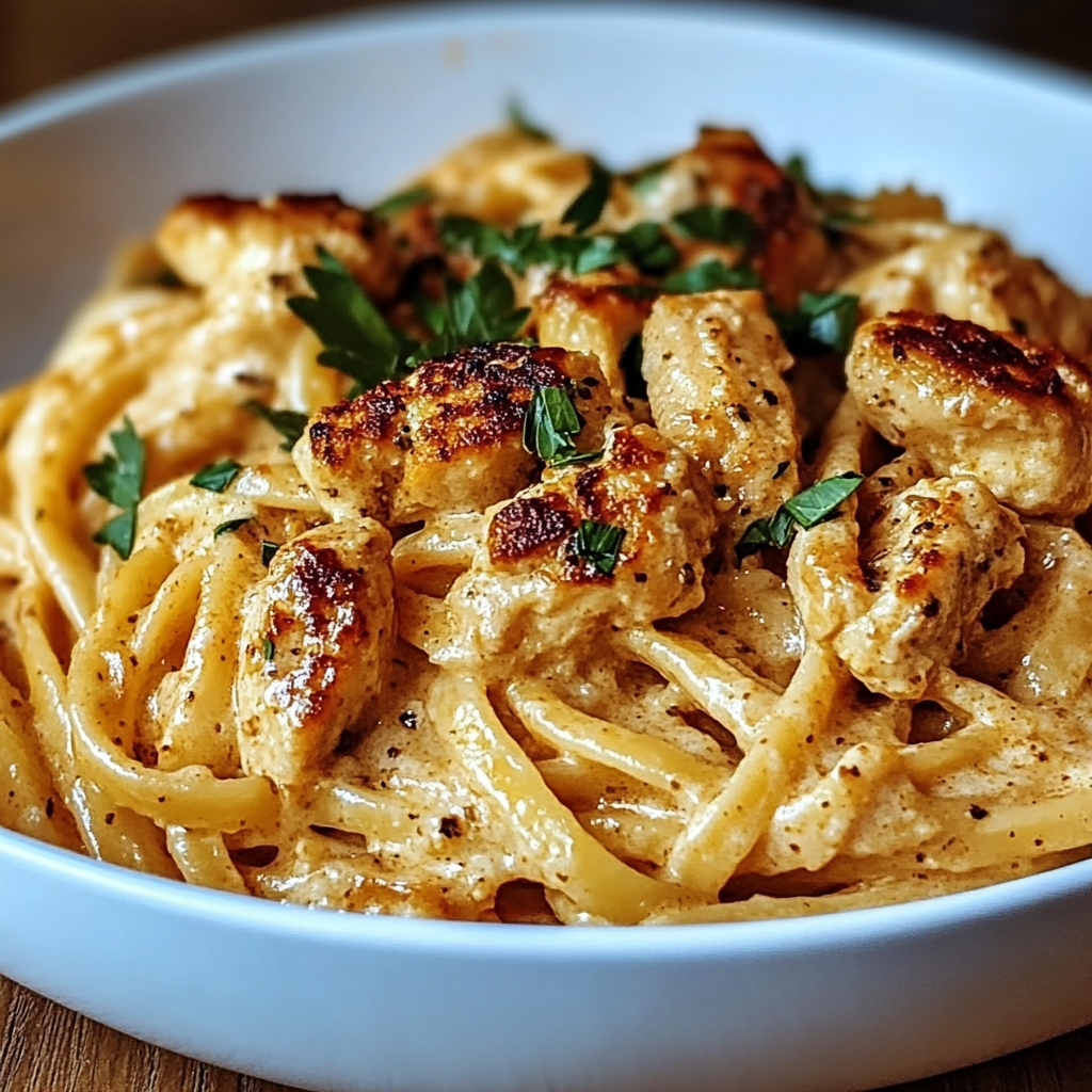 Recipe preparation for Cowboy Butter Chicken Linguine