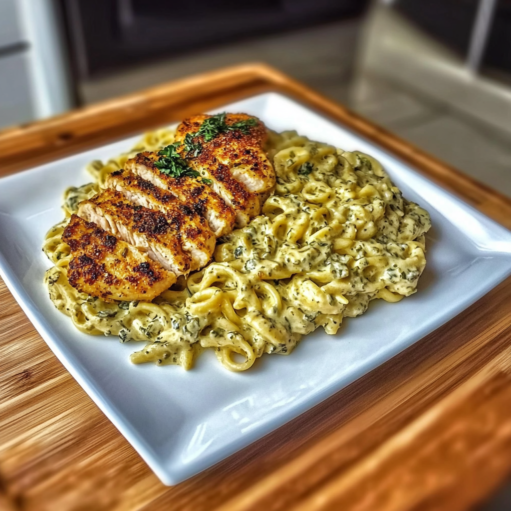Recipe preparation for Creamy Garlic Parmesan Chicken Pasta