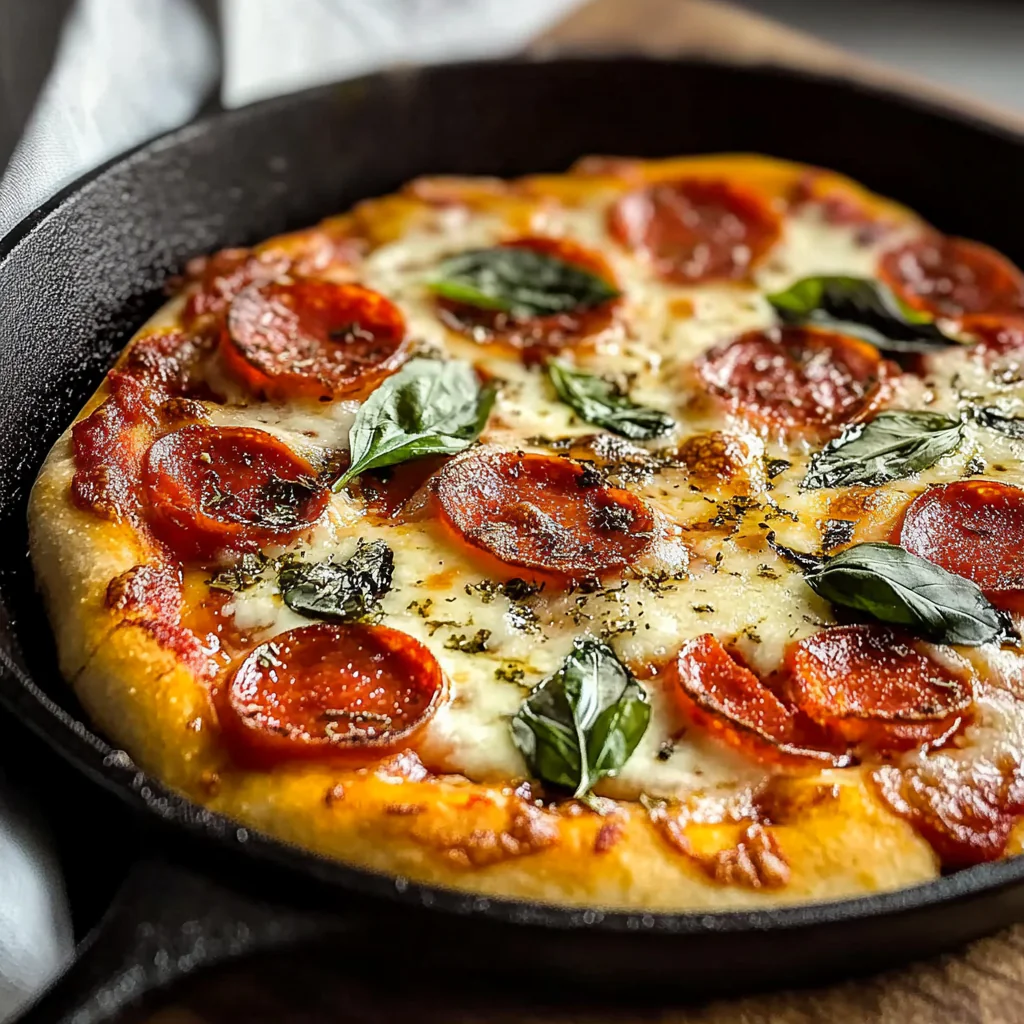 Recipe preparation for Cast Iron Skillet Pizza