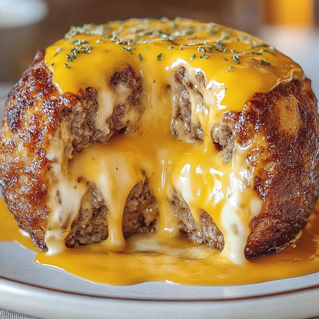 Recipe preparation for Cheeseburger Lava Cake Molten