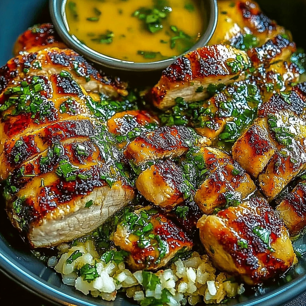 Recipe preparation for Chimichurri Chicken with Garlic