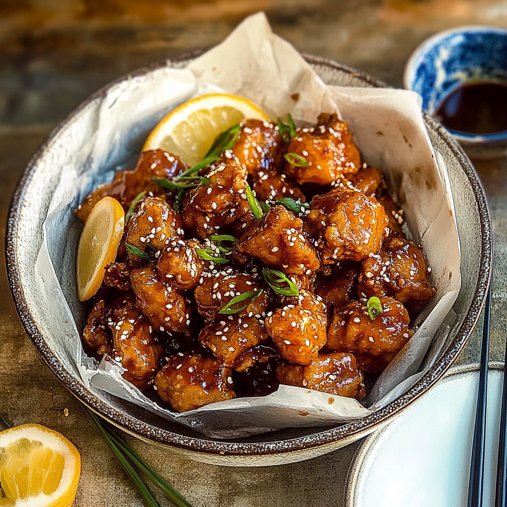 Recipe preparation for Spicy Orange Sesame Chicken