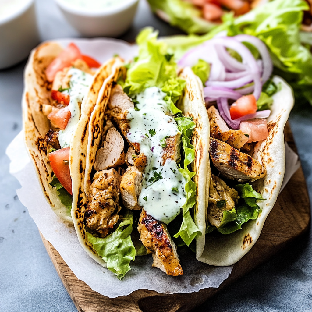 Recipe preparation for Greek Chicken Gyros