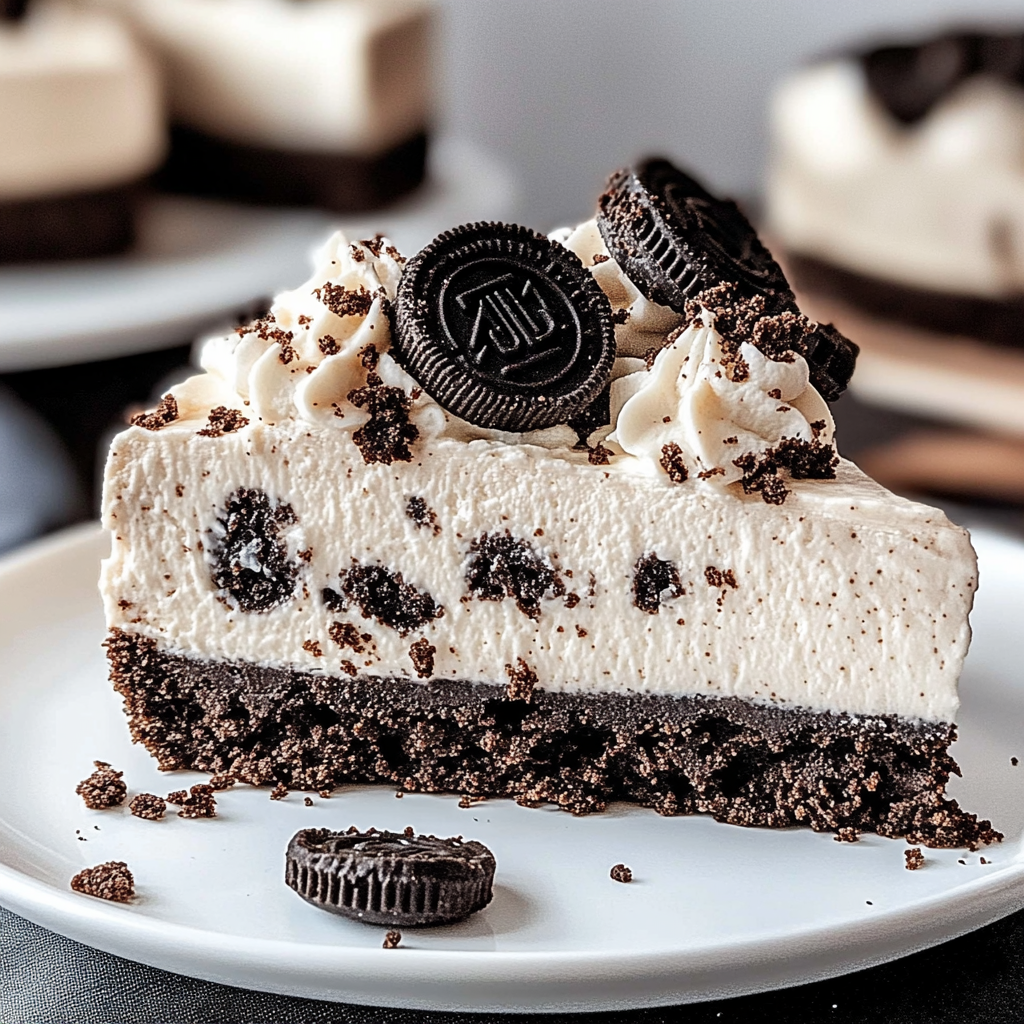 Recipe preparation for No Bake Oreo Cheesecake