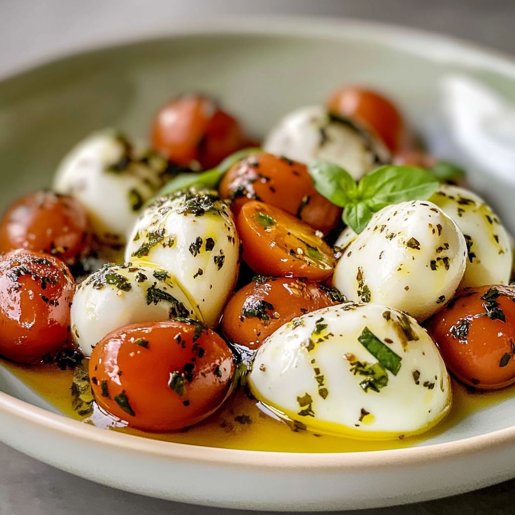 Recipe preparation for Marinated Mozzarella