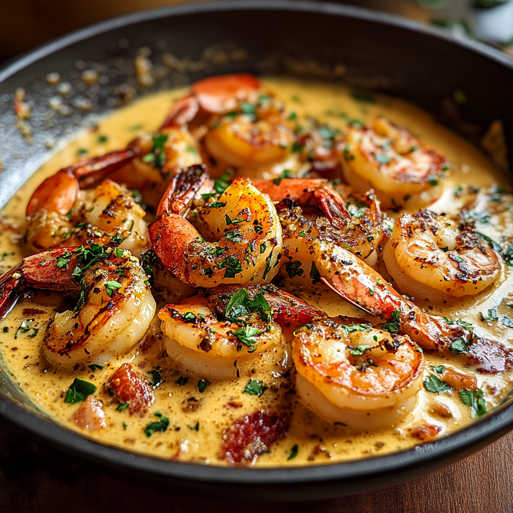 Recipe preparation for Creamy Tuscan Shrimp