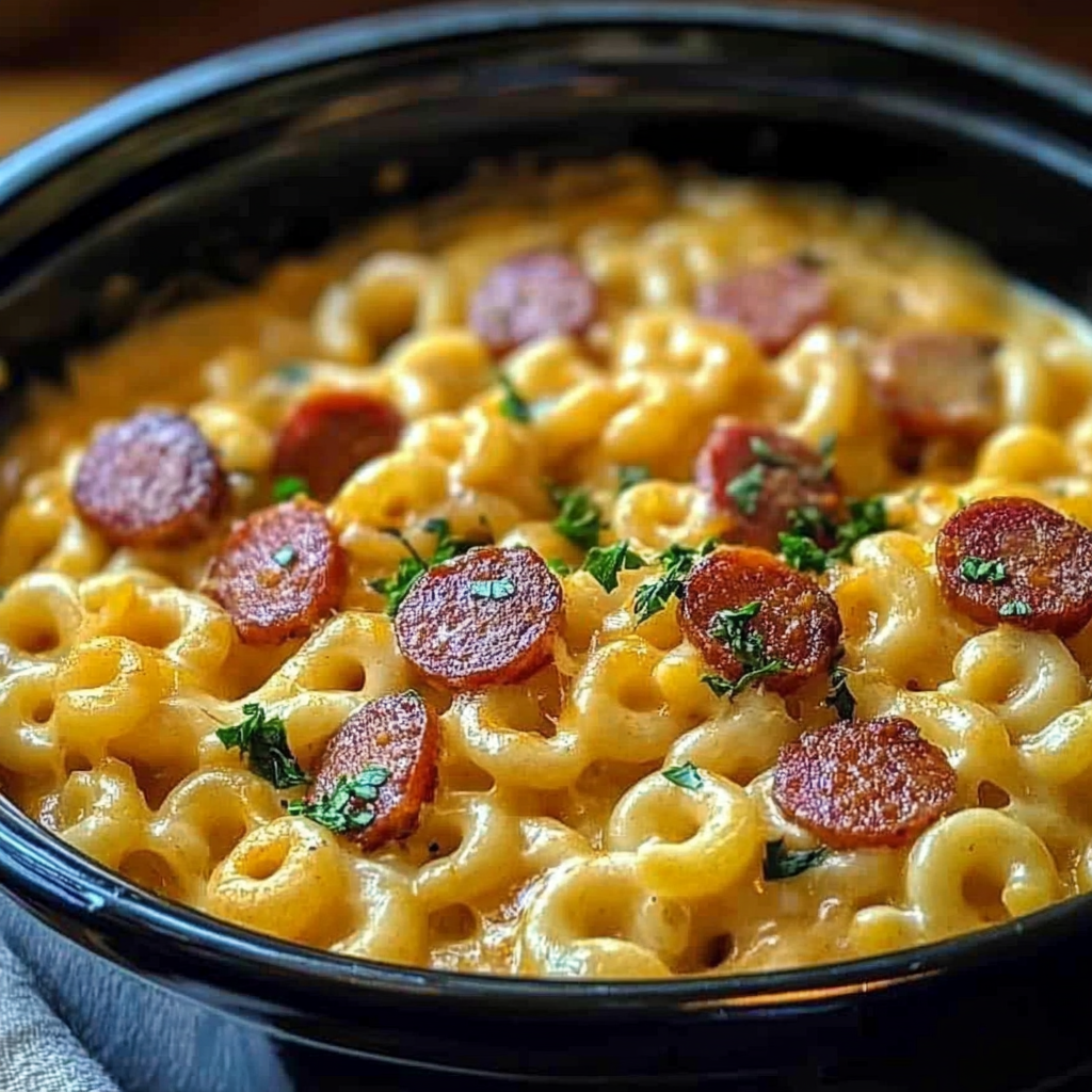 Recipe preparation for One Pot Mac and Cheese with Kielbasa