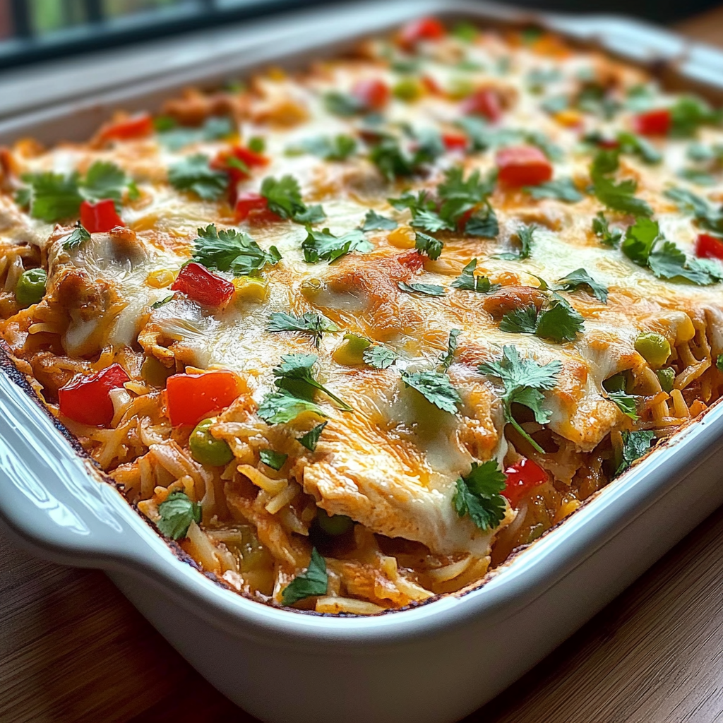 Recipe preparation for Fajita Chicken Casserole Bake